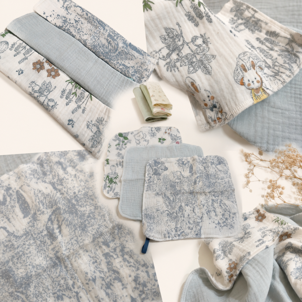 Babitas Muselinas Estampadas Azul aréo