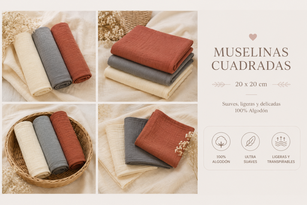 Muselinas de algodón Pack 3 und Extra suaves Colores invierno
